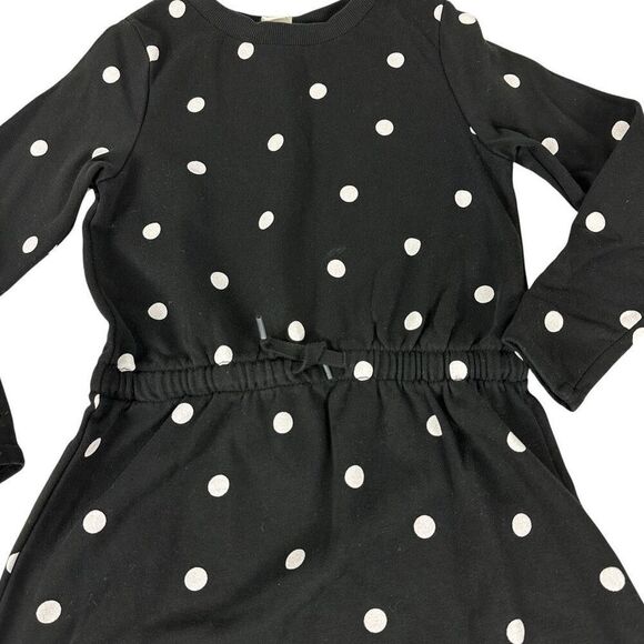 H&M Girls Polka Dot Drawstring Dress size 4-6 Black - Picture 3 of 5